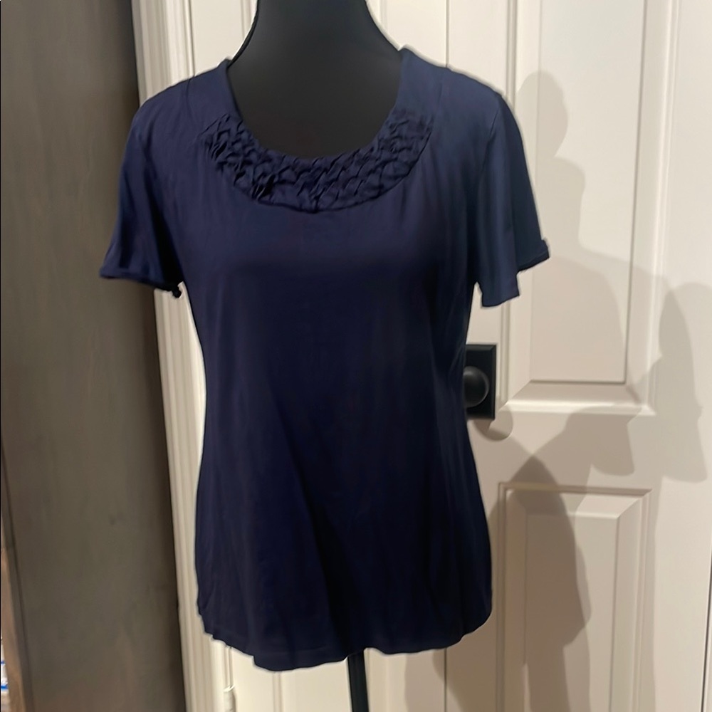 Karen Scott Elegant Navy Blouse (C)